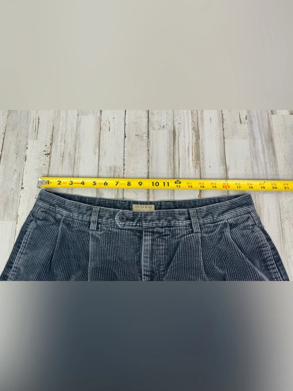 Natural Issue Mens 36x28 Wide Leg Corduroy Cuffed Pants Gray Pleated - Picture 6 of 11